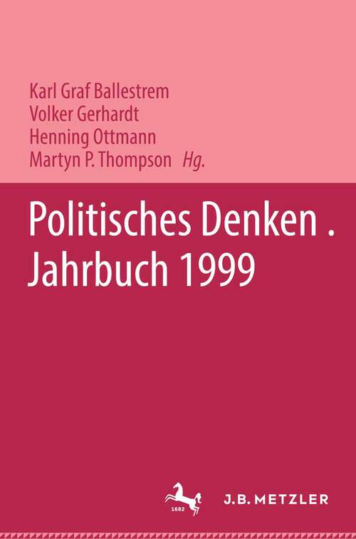 Book cover of Politisches Denken. Jahrbuch 1999 (1. Aufl. 1999)