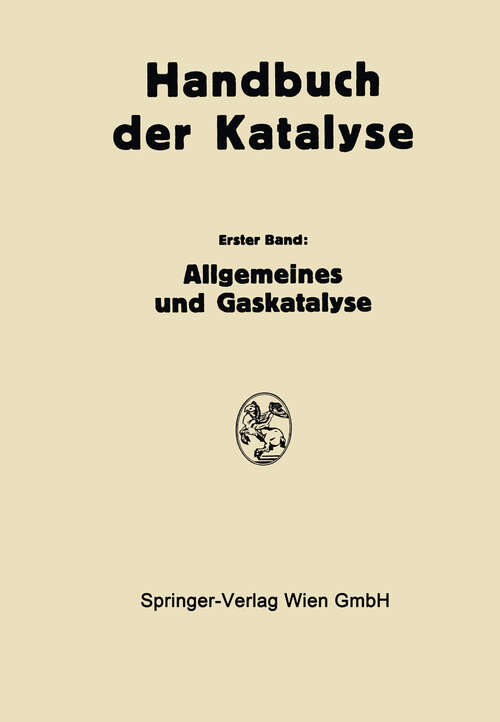 Book cover of Allgemeines und Gaskatalyse (1941)