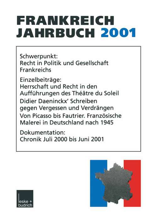 Book cover of Frankreich-Jahrbuch 2001: Politik, Wirtschaft, Gesellschaft, Geschichte, Kultur (2001)