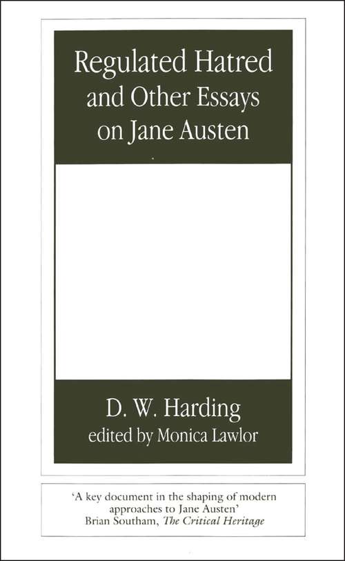 Book cover of Regulated Hatred and Other Essays on Jane Austen