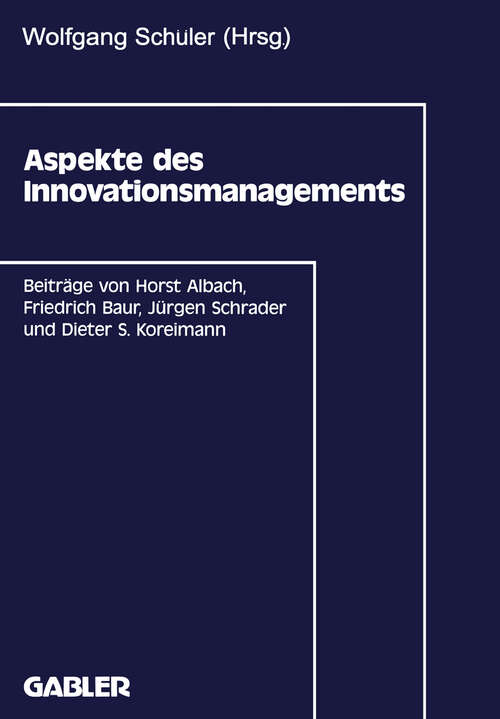 Book cover of Aspekte des Innovationsmanagements (1991)