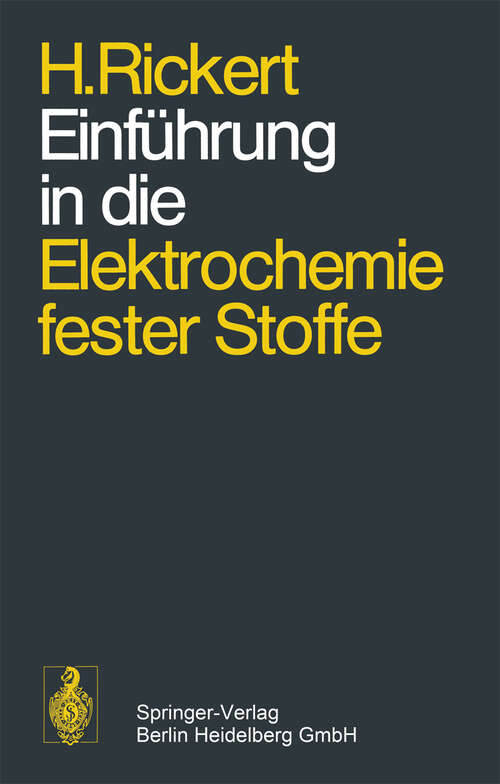 Book cover of Einführung in die Elektrochemie fester Stoffe (1973)