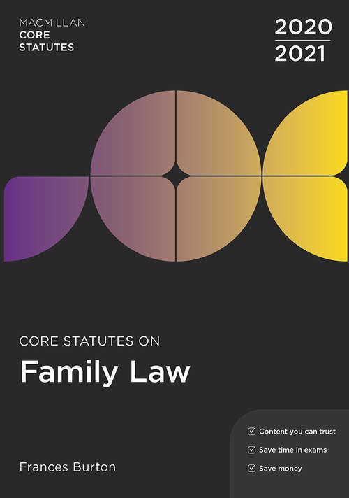 Book cover of Core Statutes on Family Law 2020-21 (5th ed. 2020) (Macmillan Core Statutes)