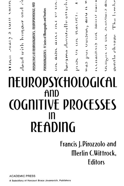 Book cover of Neuropsychological and Cognitive Processes in Reading