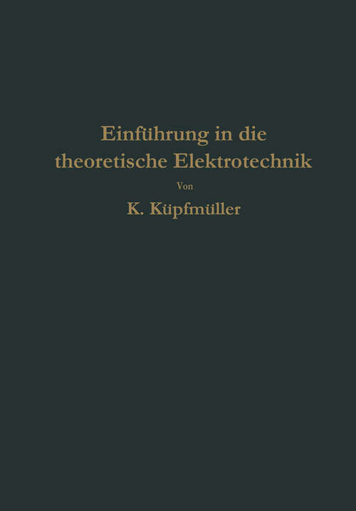 Book cover of Einführung in die theoretische Elektrotechnik (1932)