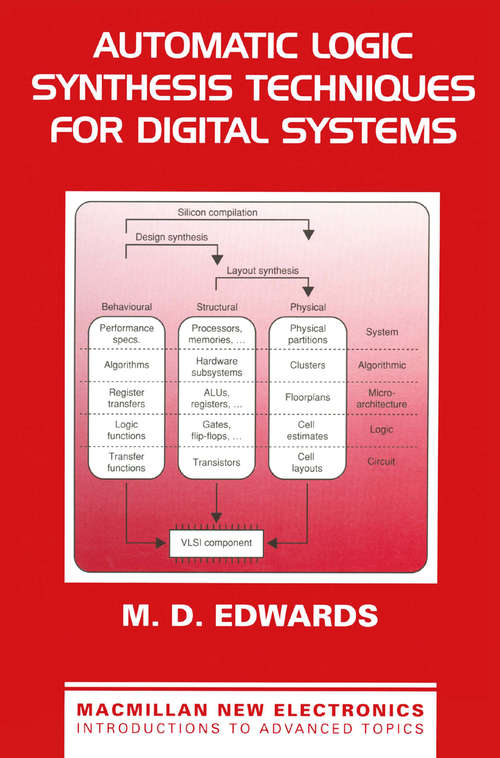 Book cover of Automatic Logic Synthesis Techniques for Digital Systems (1st ed. 1992)