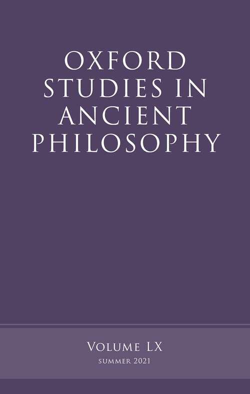 Book cover of Oxford Studies in Ancient Philosophy, Volume 60 (Oxford Studies in Ancient Philosophy)