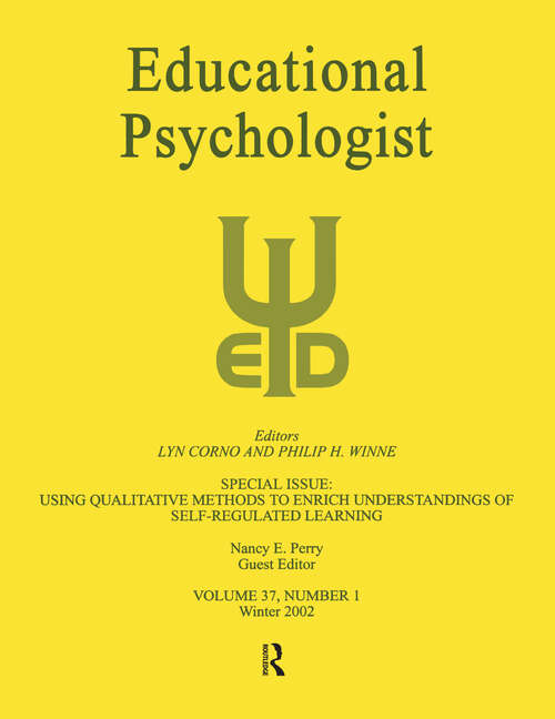 Book cover of Using Qualitative Methods To Enrich Understandings of Self-regulated Learning: A Special Issue of educational Psychologist