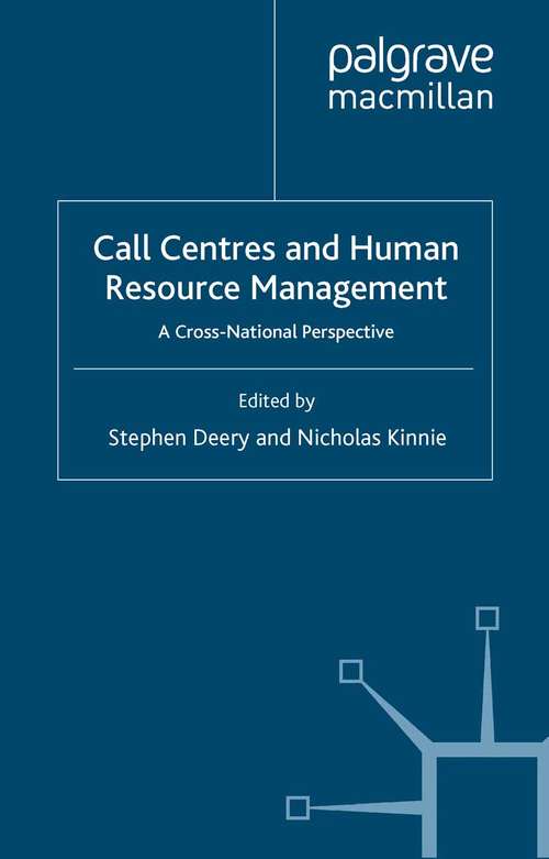 Book cover of Call Centres and Human Resource Management: A Cross-National Perspective (2004)