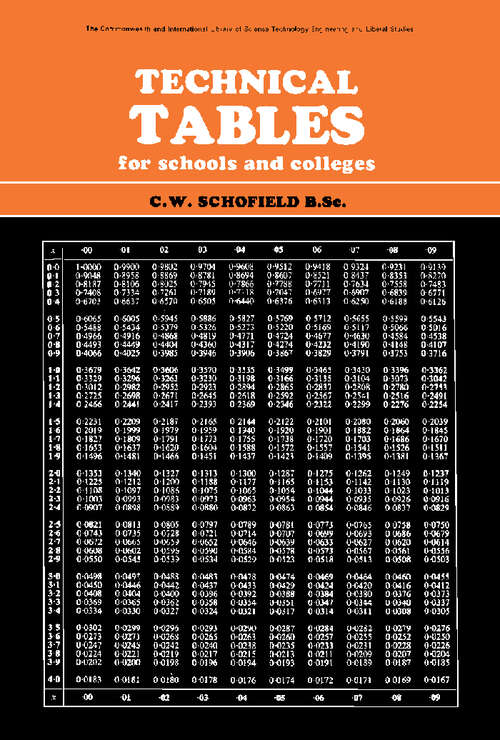 Book cover of Technical Tables for Schools and Colleges: The Commonwealth and International Library Mathematics Division
