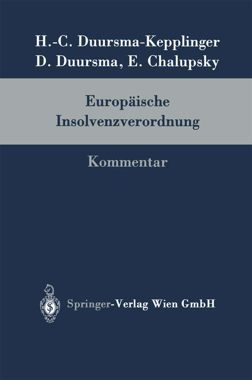 Book cover of Europäisches Insolvenzverordnung: Kommentar (2002)