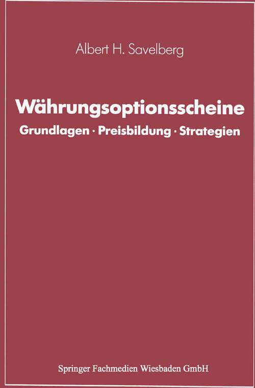 Book cover of Währungsoptionsscheine: Grundlagen · Preisbildung · Strategien (1992)