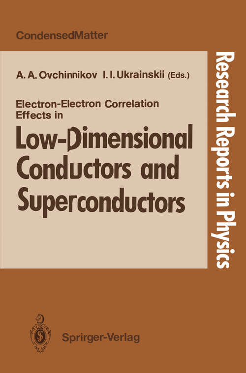 Book cover of Electron-Electron Correlation Effects in Low-Dimensional Conductors and Superconductors (1991) (Research Reports in Physics)