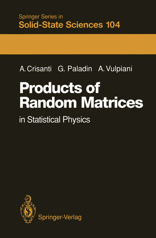 Book cover of Products of Random Matrices: in Statistical Physics (1993) (Springer Series in Solid-State Sciences #104)