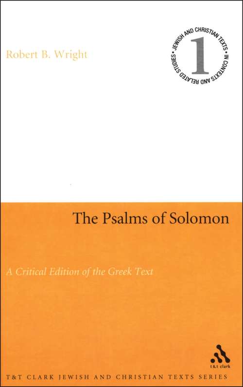 Book cover of Psalms of Solomon: A Critical Edition of the Greek Text (Jewish and Christian Texts)