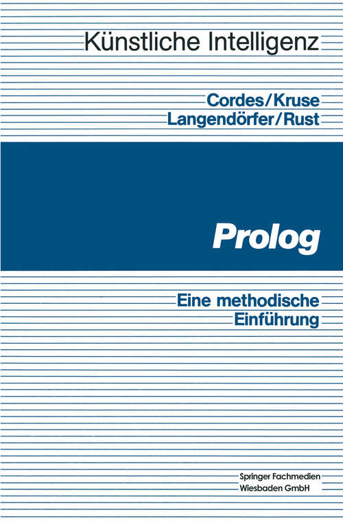 Book cover of Prolog: Eine methodische Einführung (1988) (Künstliche Intelligenz)