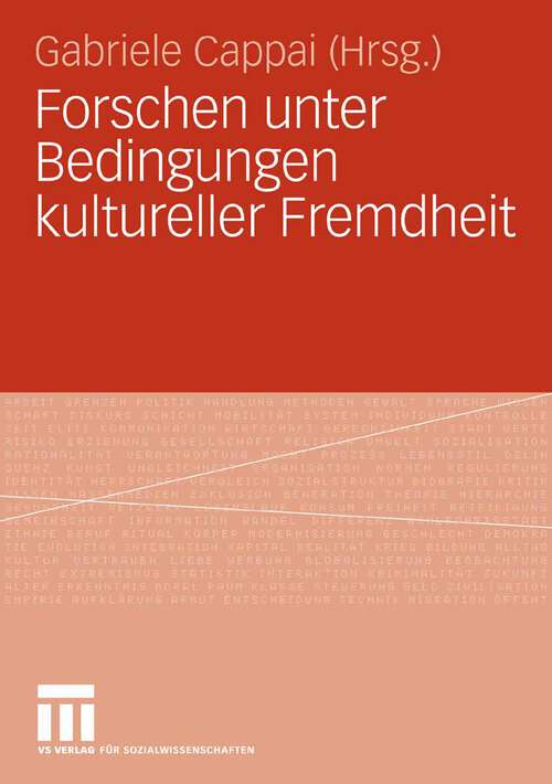 Book cover of Forschen unter Bedingungen kultureller Fremdheit (2008)