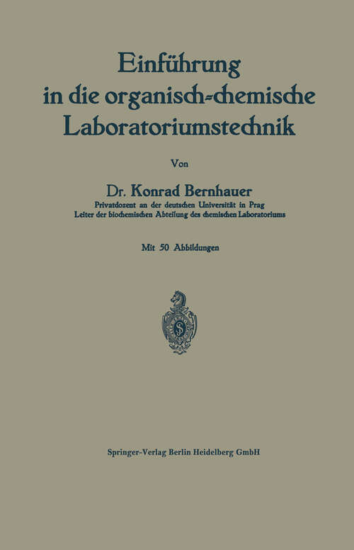 Book cover of Einführung in die organisch-chemische Laboratoriumstechnik (1934)