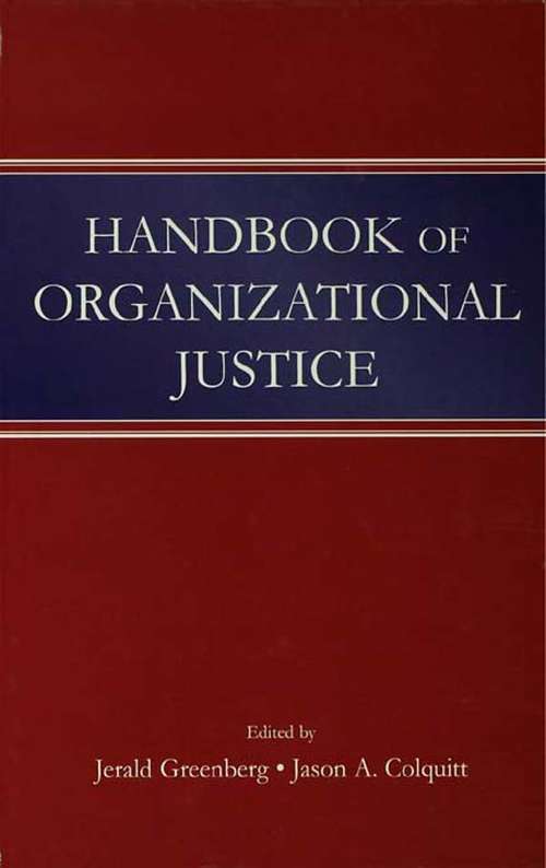 Book cover of Handbook of Organizational Justice