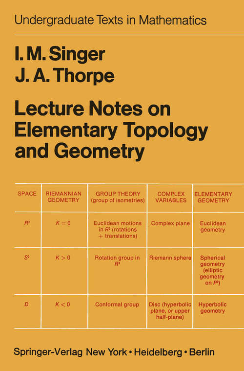 Book cover of Lecture Notes on Elementary Topology and Geometry (1967) (Undergraduate Texts in Mathematics)