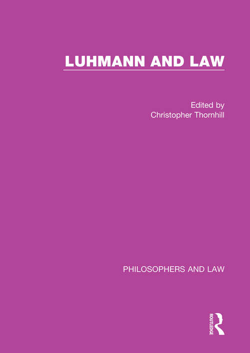 Book cover of Luhmann and Law