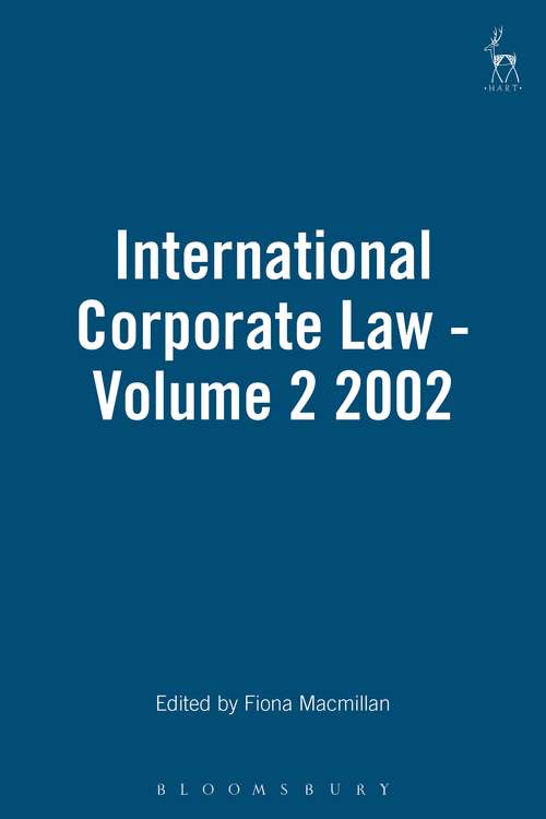 Book cover of International Corporate Law - Volume 2 2002