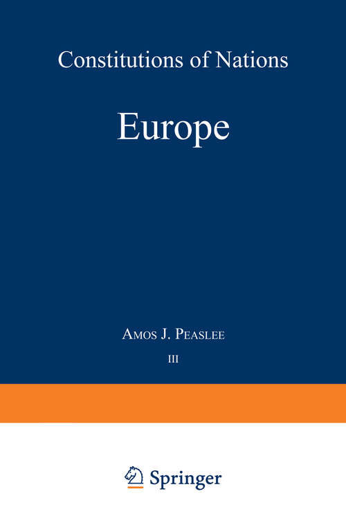 Book cover of Volume III — Europe: Constitutions of Nations (1974)