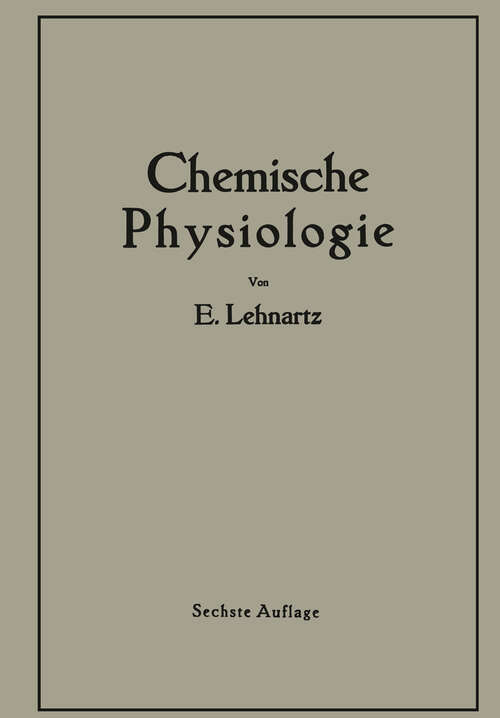 Book cover of Einführung in die Chemische Physiologie (6. Aufl. 1943)