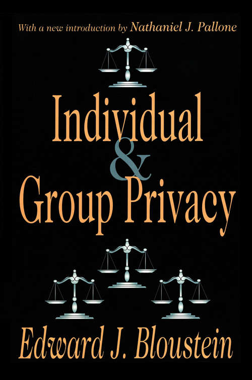 Book cover of Individual and Group Privacy