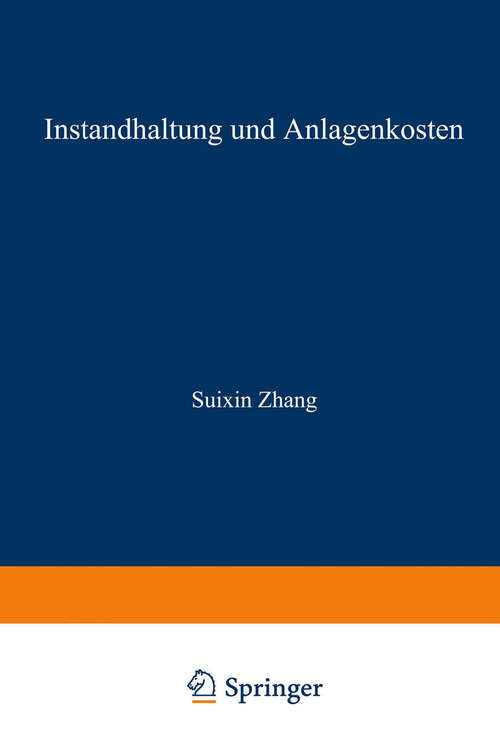 Book cover of Instandhaltung und Anlagenkosten (1990) (DUV Wirtschaftswissenschaft)