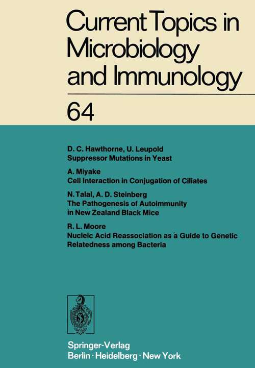 Book cover of Current Topics in Microbiology and Immunology: Ergebnisse der Mikrobiologie und Immunitätsforschung Volume 64 (1974) (Current Topics in Microbiology and Immunology #64)