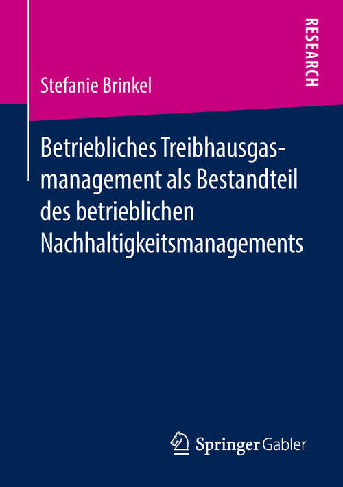 Book cover of Betriebliches Treibhausgasmanagement als Bestandteil des betrieblichen Nachhaltigkeitsmanagements