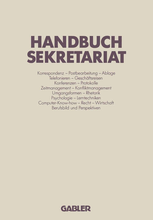 Book cover of Handbuch Sekretariat (1989)