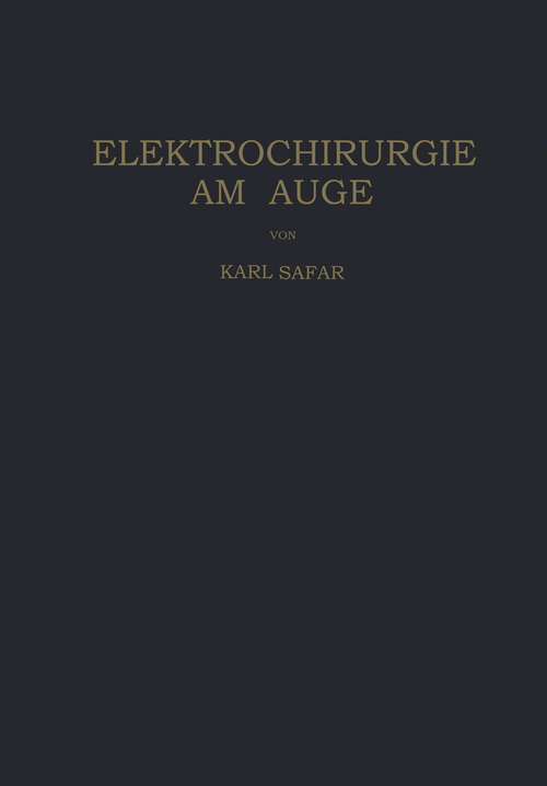 Book cover of Elektrochirurgie am Auge (1953)