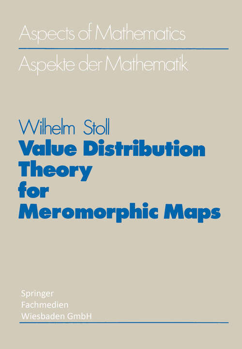 Book cover of Value Distribution Theory for Meromorphic Maps (1985)