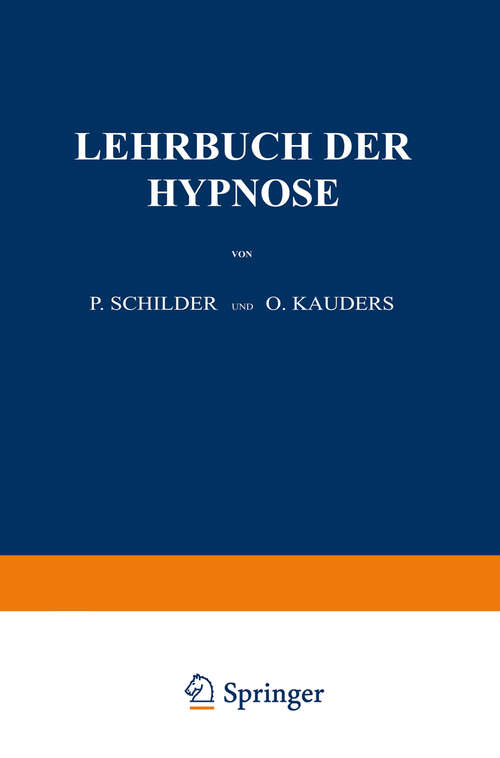 Book cover of Lehrbuch der Hypnose (1926)