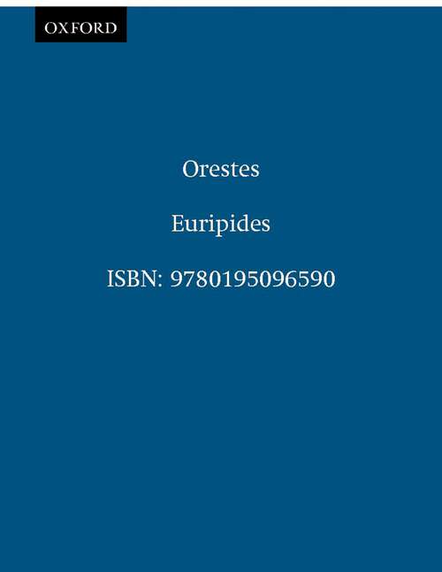 Book cover of Orestes (Greek Tragedy in New Translations)