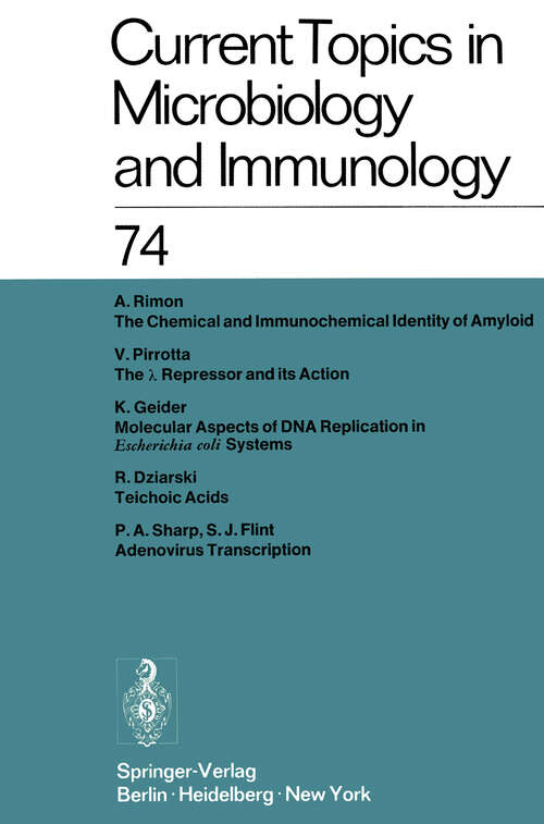 Book cover of Current Topics in Microbiology and Immunology / Ergebnisse der Mikrobiologie und Immunitätsforschung: Volume 74 (1976) (Current Topics in Microbiology and Immunology #74)