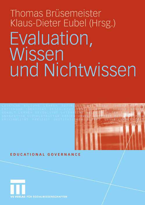 Book cover of Evaluation, Wissen und Nichtwissen (2008) (Educational Governance)