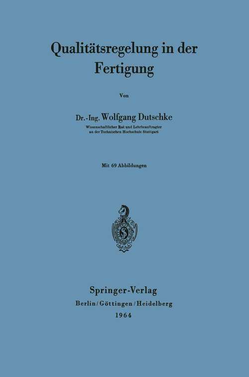 Book cover of Qualitätsregelung in der Fertigung (1964)