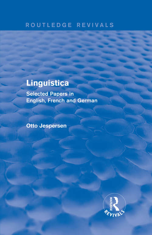 Book cover of Linguistica: Selected Papers in English, French and German (Routledge Revivals)