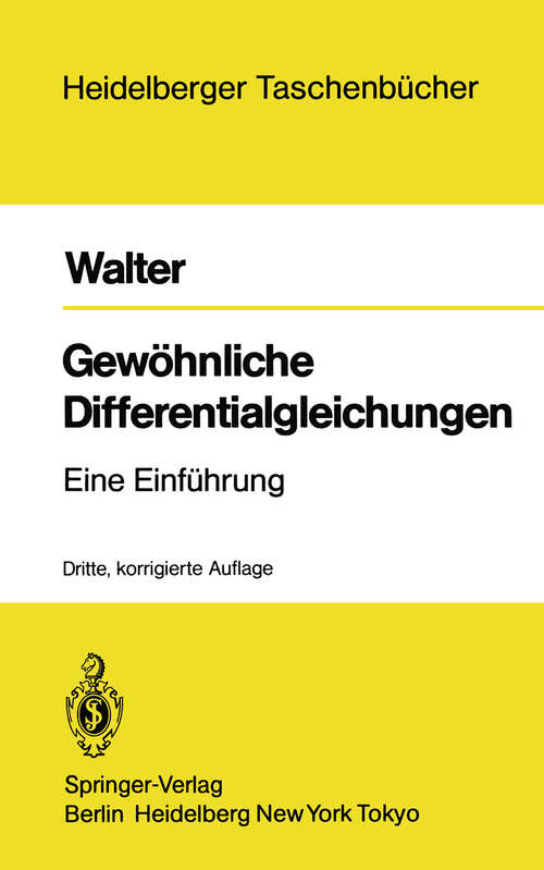 Book cover of Gewöhnliche Differentialgleichungen: Eine Einführung (3. Aufl. 1986) (Heidelberger Taschenbücher #110)