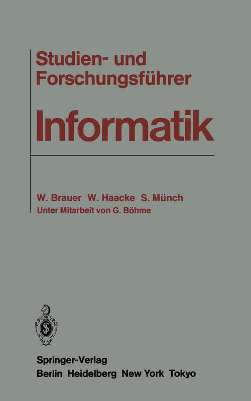 Book cover of Studien- und Forschungsführer Informatik (1984)