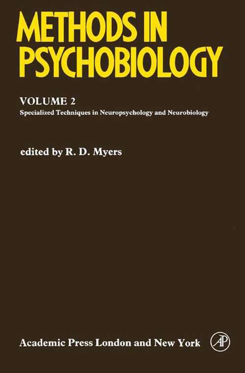 Book cover of Methods in Psychobiology: Specialized Laboratory Techniques in Neuropsychology and Neurobiology