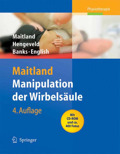 Book cover of Manipulation der Wirbelsäule (4. Aufl. 2008)