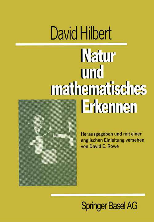 Book cover of David Hilbert Natur und mathematisches Erkennen (1992)