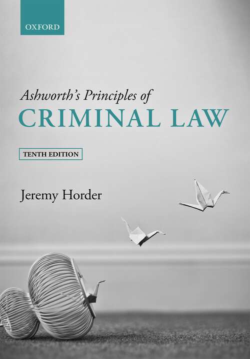 Book cover of Ashworth's Principles of Criminal Law