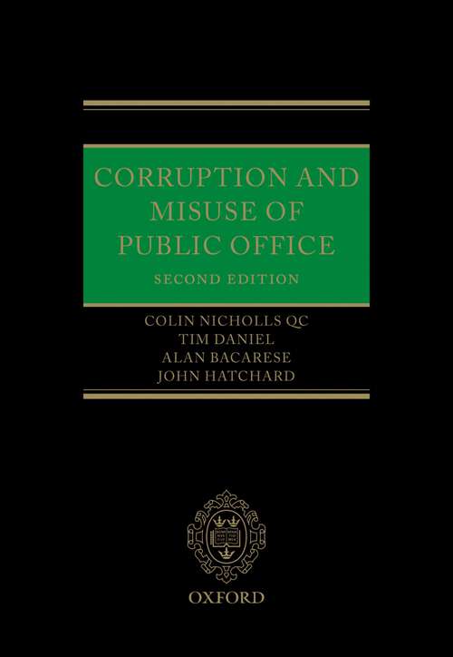 Book cover of Corruption and Misuse of Public Office