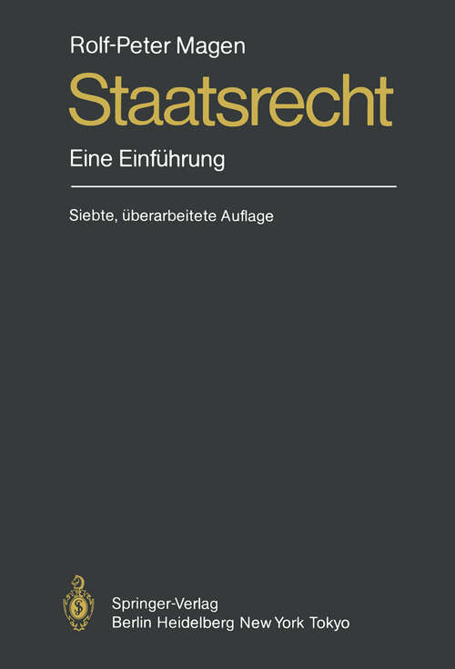 Book cover of Staatsrecht: Eine Einführung (7. Aufl. 1985)