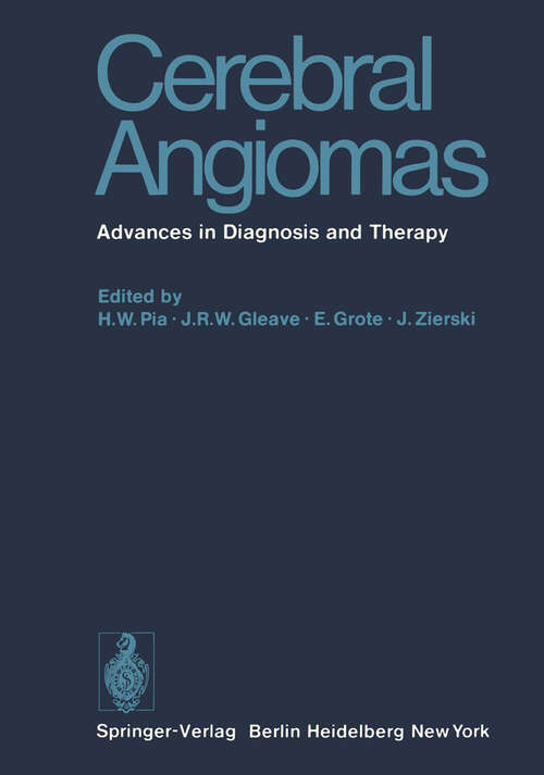 Book cover of Cerebral Angiomas: Advances in Diagnosis and Therapy (1975)